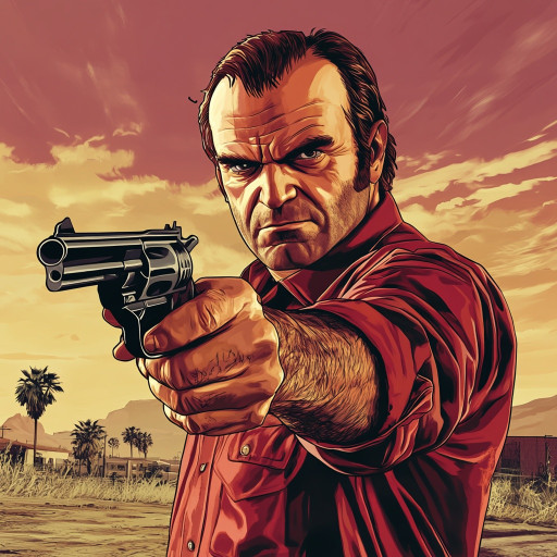 Various GTA-style portrait variations with characteristic game elements