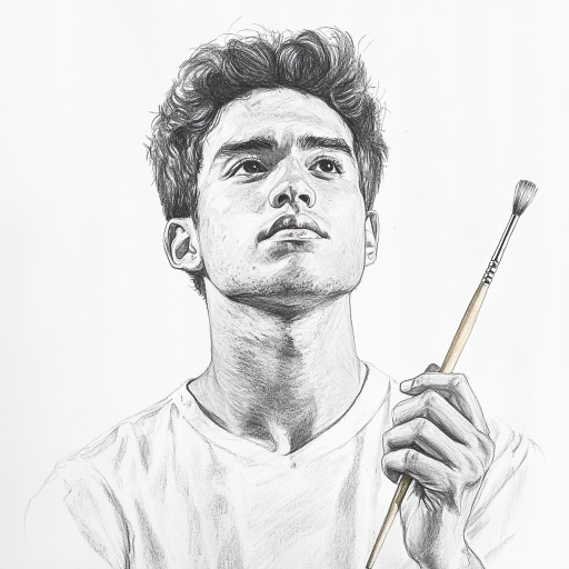 Variations of pencil portraits of men of different ages in various artistic styles
