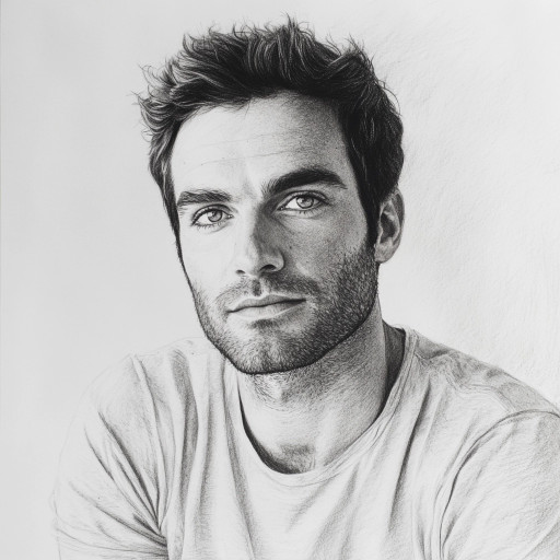 Example of a pencil portrait of a middle-aged man with striking facial features and professional detailing