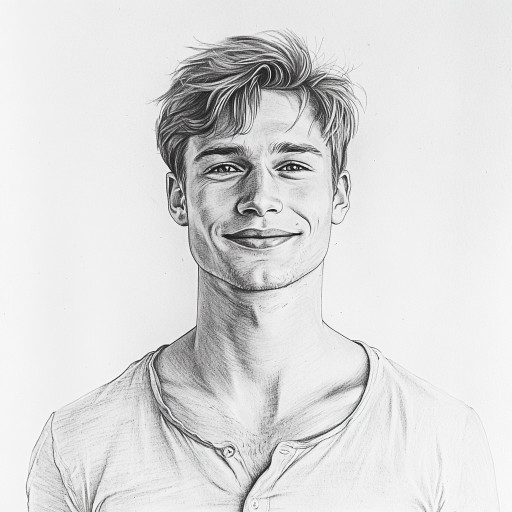 Example of a pencil portrait of a middle-aged man with striking facial features and professional detailing