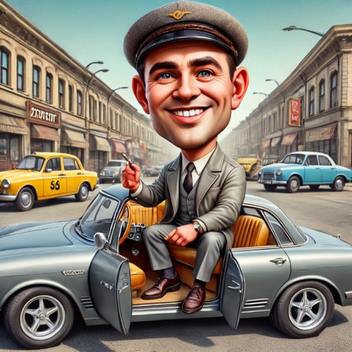 collection of taxi driver caricatures in different art styles