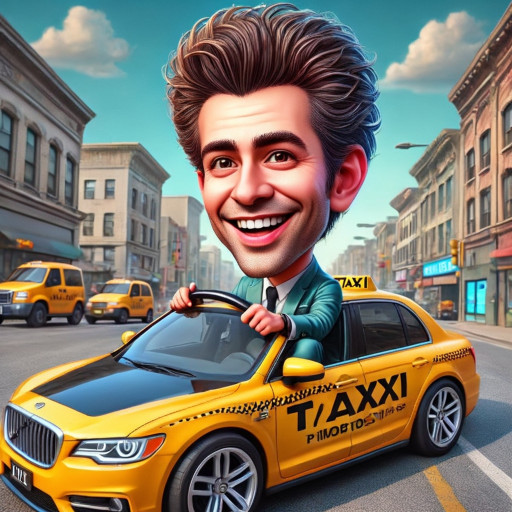 collection of taxi driver caricatures in different art styles