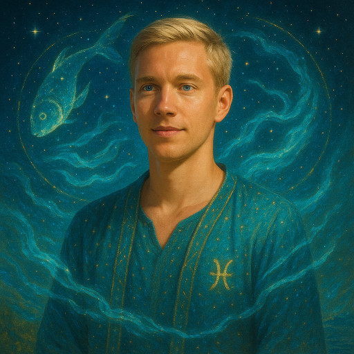 portrait in the style of a zodiac sign with cosmic elements