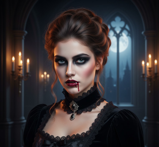 AI portrait in Halloween style with a vampire look