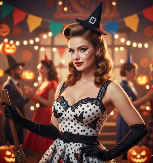 Witch-themed Halloween caricature created by AI