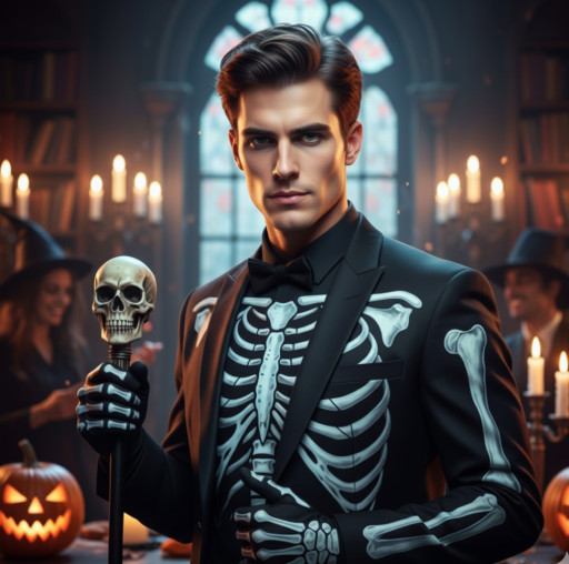 AI portrait in Halloween style with a vampire look