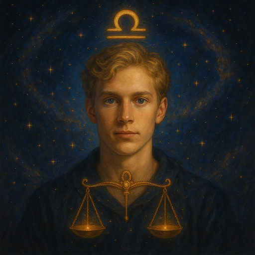 caricature with a zodiac sign and astrological symbols