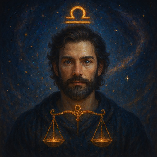 caricature with a zodiac sign and astrological symbols