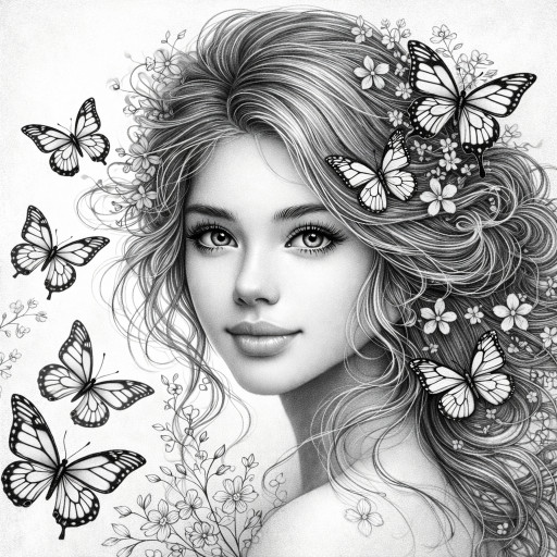 Detailed rendering of a woman's pencil portrait with special attention to the eyes, hair, and soft facial lines