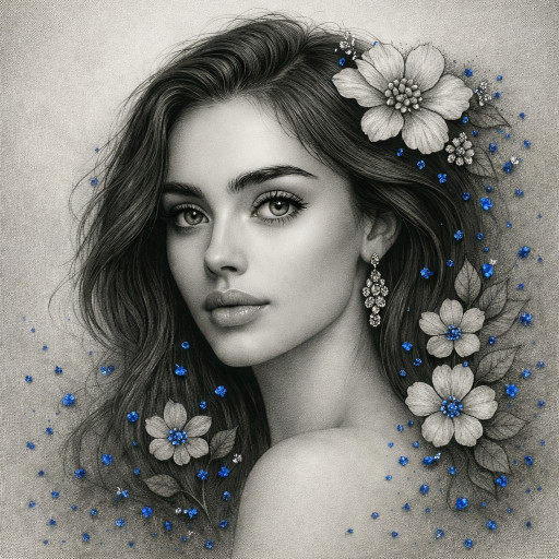 A collection of women's pencil portraits in various styles, from romantic to classical academic