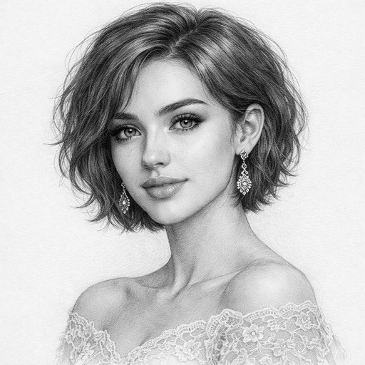 A comparison of a woman's photo and the pencil portrait created from it, demonstrating accurate feature rendering and artistic transformation