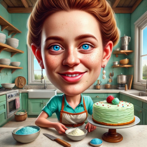 caricature of a homemaker surrounded by household tasks