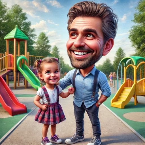 AI-created caricature-style portrait of a daughter